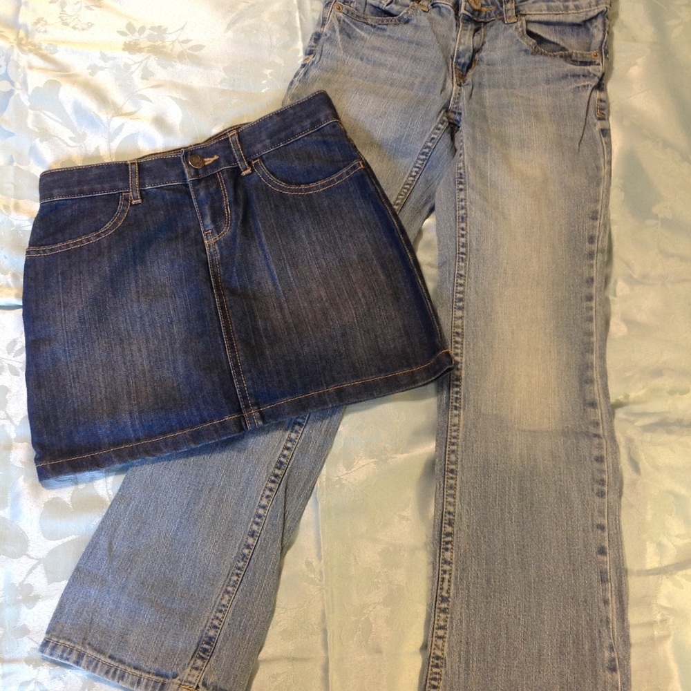 Girls Jean pants and skirt size 10